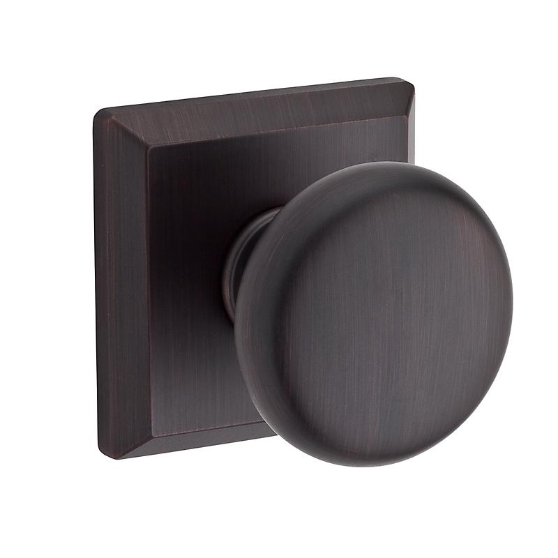 Baldwin Reserve Round Knob shown with Square Rose (TSR) in Venetian Bronze (112)